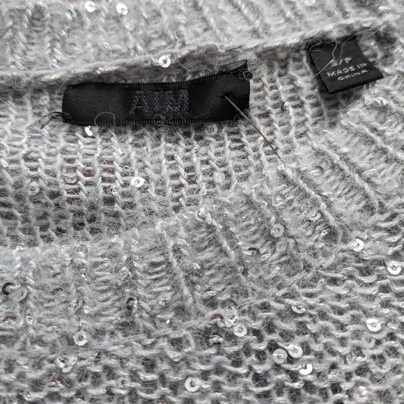 BNWT ATM Wool Blend Long Sleeve Sequin Sweater - Fog - Picture 8 of 10